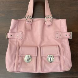 MARC JACOBS Pink leather top handles large buckle purse