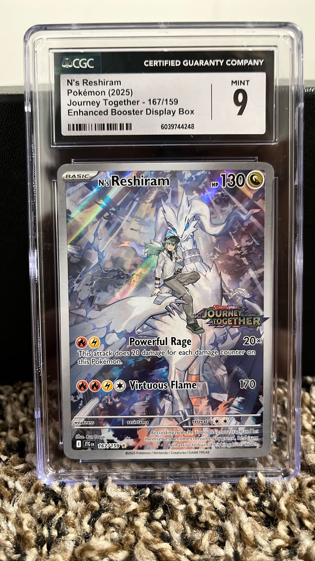 Pokémon N’s Reshiram – 🌈Journey Together⛓️STAMPED❤️‍🔥167/159 – CGC 9 Mint
