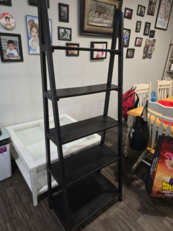 Dark Brown Ladder Bookshelf 5-Tier