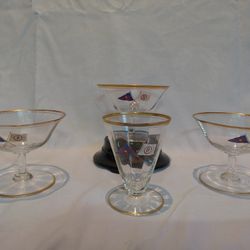 4 Antique 1920's New York Yatch Club Glasses