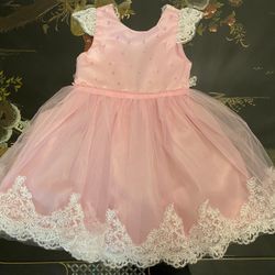 Brand New, Girls Gorgeous Pink Pearl and Lace Dress, size 4T 🌸💗