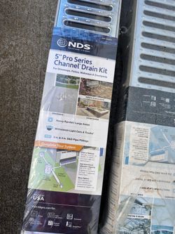 NDS 5-in Pro Series Channel Drain Kit, Galvanized Steel Grates