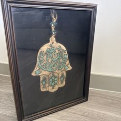 Framed Hamsa Wall Art – Decorative Protection Symbol –