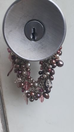 Pink beaded silver bracelet