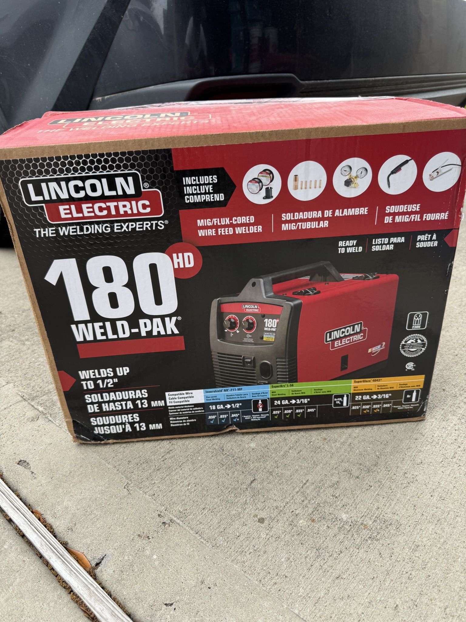 Lincoln Electric Weld-Pak 180 Amp MIG Flux-Core Wire Feed Welder, 230V, Aluminum Welder