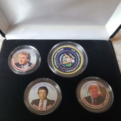 DONALD TRUMP 45th President Of The United States  4- PIECE Colorized Coin Set