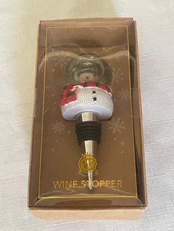 Wild Eye Designs snowman snow globe wine bottle stopper in its original box.