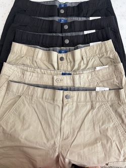 NWT Men's George Cargo Shorts Lot of 6 - Black & Khaki (Sizes 34, 38, 40)
