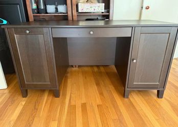 Dark Brown Wood Desk with Storage