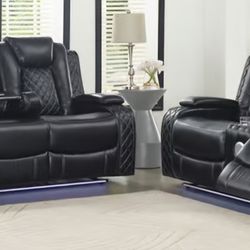ORION CONSOLE LOVESEAT And Couch with DUAL RECLINERS U1769-25-BLK 