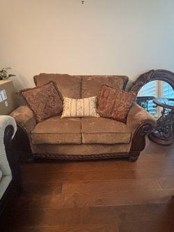 Loveseat and chair with ottoman