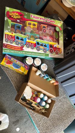 Wooden Express train and some paint, all for $20