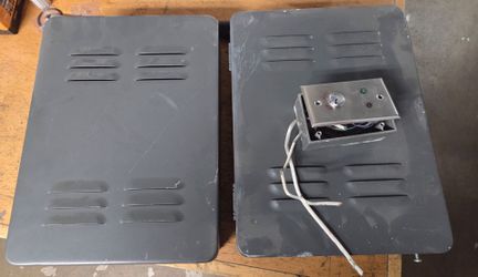vintage Amseco (Potter Electric Signal Company) alarm bell enclosure box system.