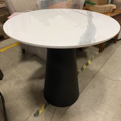 Modern Stone Top Black Base Pedestal Table