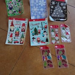 Christmas Window Clings Lot - Snowflakes, Gnomes, Nightmare Before Christmas