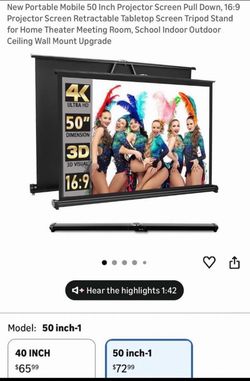 50 inch projector screen
