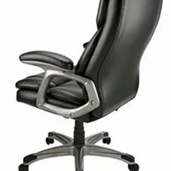 Real Space Cressfield Bonded Leather High-Back Executive Chair, Black/silver