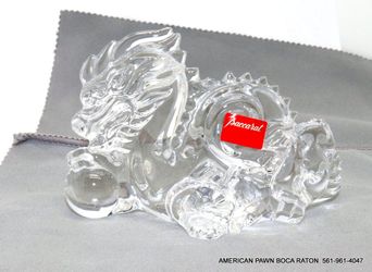 Baccarat Crystal Chinese Zodiac Dragon foot on the Ball/Earth Paperweight About 4.5 x 3 x 1.75". 