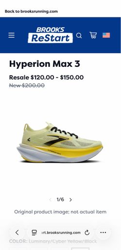Brooks Hyperion Max 3 Men 10.5 Running Shoe Marathon Racing Tempo Trainer Yellow