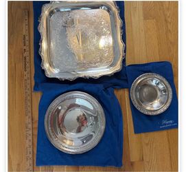 Reed & Barton Silverplate Serving Set – Tray + 2 Bowls