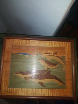 Painting on wood "dolphin delight"