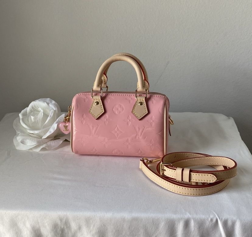 Louis Vuitton Vernis Monogram Nano Speedy Mochi Pink ONLY $300!!