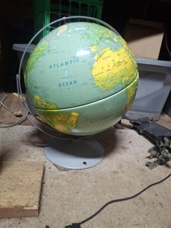 Large Illuminated World Globe with Metal Stand