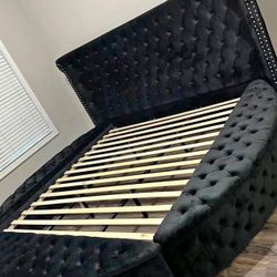 Brand New Black Upholstered Storage Queen & King Size Bed Frame