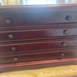 Large Mahogany 3 Draw Plus Top Ring And Mirror On Top