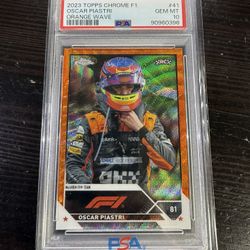 Oscar Piastri RC 2023 Topps chrome Helmet Image Orange Wave /25 PSA 10