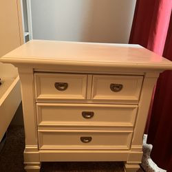 Price Change - White Full Size Bed With Shelves And Matching Nightstand