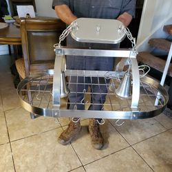 Pot N Pans Ceiling Holder With Lights 