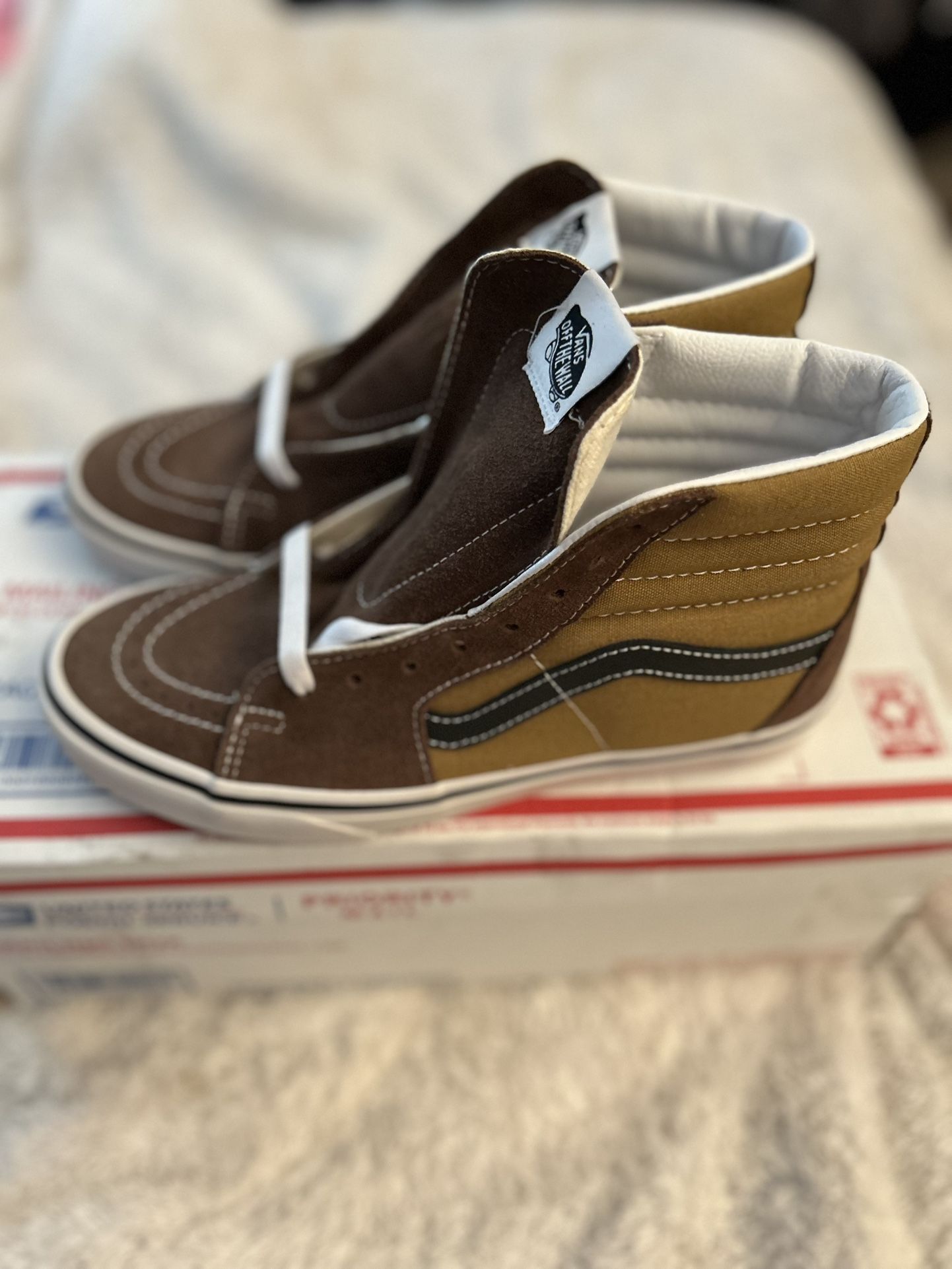 Size 7.5- Vans Sk8-Hi Canvas Suede Pop Brown Multi Men's 8.0- NEW