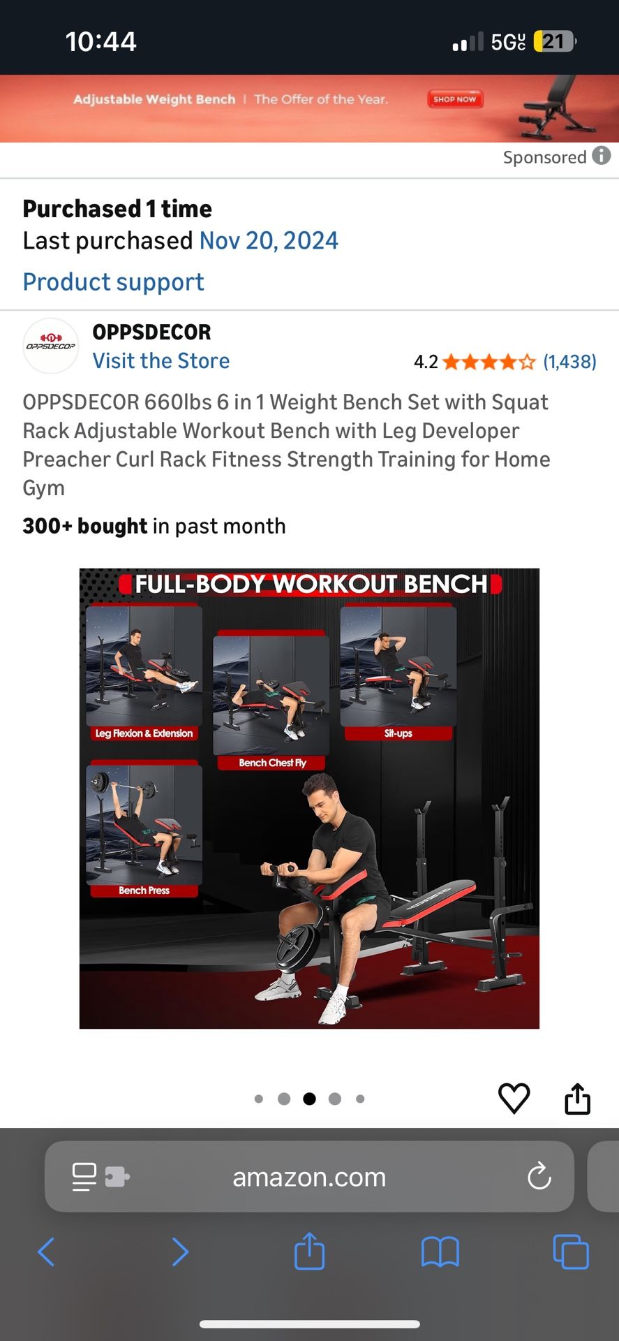 Weight Bench w/ Weight Plates 