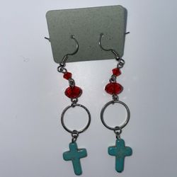 Cross Turquoise Earrings 