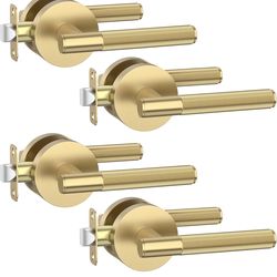 Asidrama 4 Pack Passage Champagne Bronze Door Handles, Door Lever with Door Knobs Indoor for Bedroom or Bathroom, Heavy Duty Door Handles Interior wit