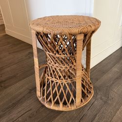 vintage-style boho rattan end table or plant stand