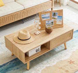 Brand New 41" Rattan Boho Coffee Table – Fully Assembled!