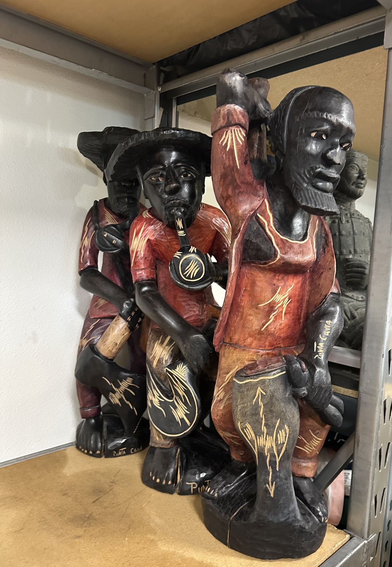 Wood Carved Statues 3 26” Tall