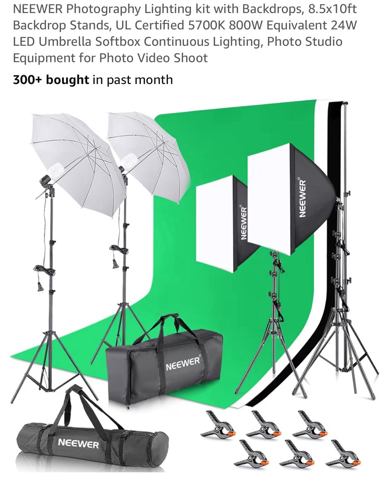 NEEWER Photography Lighting kit with Backdrops