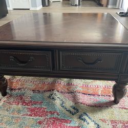 Matching set hardwood coffee table and end table