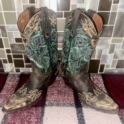 Women's Dan Post Western Boots 7M Bluebird Snip Toe DP 3544  Leather Hearts