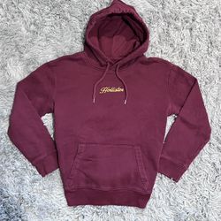 Burgundy Hollister Co. hoodie with embroidered logo, red & yellow 
