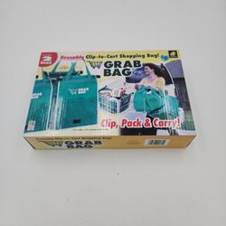 Grab Bag Grocery Shopping Clip to Cart Expandable Pocket (2 Pack Bags) 