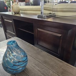 Brand New Dark Cherry TV Console (67.4"W X 16.8"D X 31.4"H)
