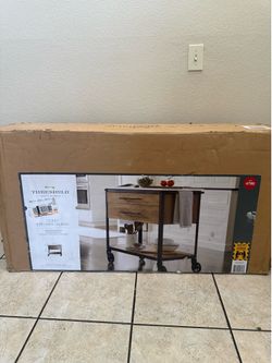 The Threshold Derry Stone Top Mixed Material Kitchen Island