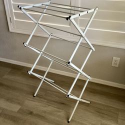 White Metal Foldable Laundry Drying Rack Collapses for Storage Portable Organization