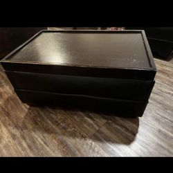 Side Tables, Large, Leather/Wood, Dark Brown, sold separately or together