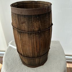 Antique Vintage Wood Barrel / Nail Keg / Cask with Wire Straps 10” X 18” Tall