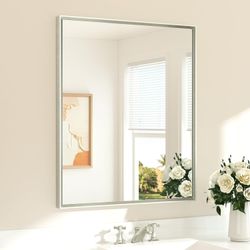 TETOTE Brushed Nickel Mirror 30" x 36" Beveled Frame Brushed #3640JR4